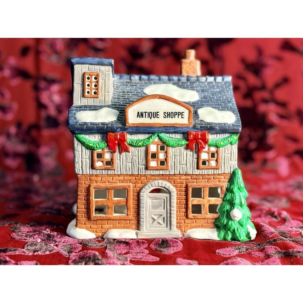 Vintage 1990s Christmas Village “Antique Shoppe” Ceramic Light-Up House